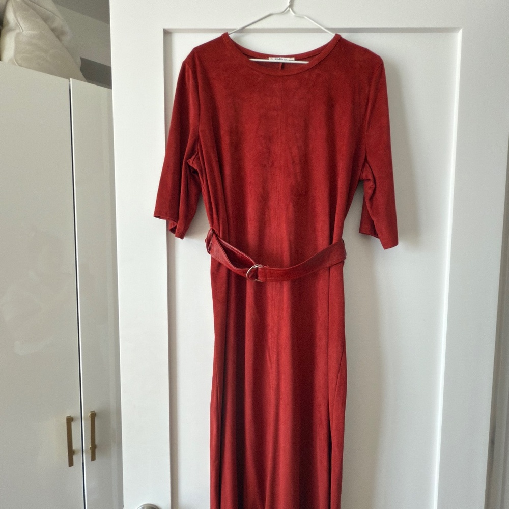 Red suede Zara dress